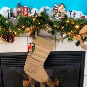 AMS Tactical Christmas Holiday Stocking Webbing Coyote Tan Khaki NWT